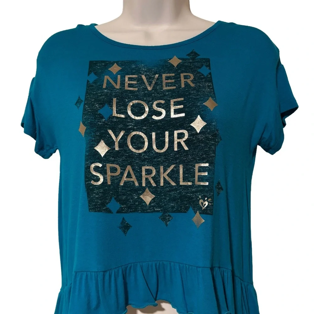 Teal Graphic Justice Top